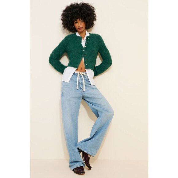 New! Free People Green Celeste Fuzzy Cardigan Size XS 2475 - Picture 3 of 14